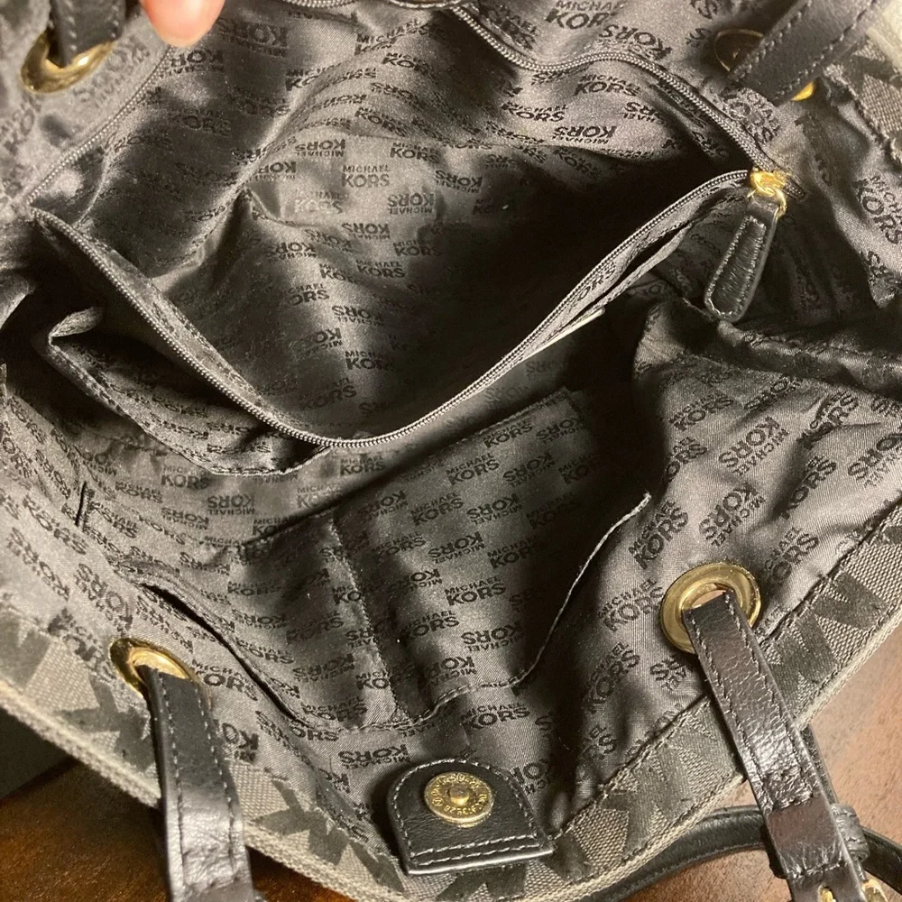 Michael Kors Black Tote Bag signature logo embossed MK